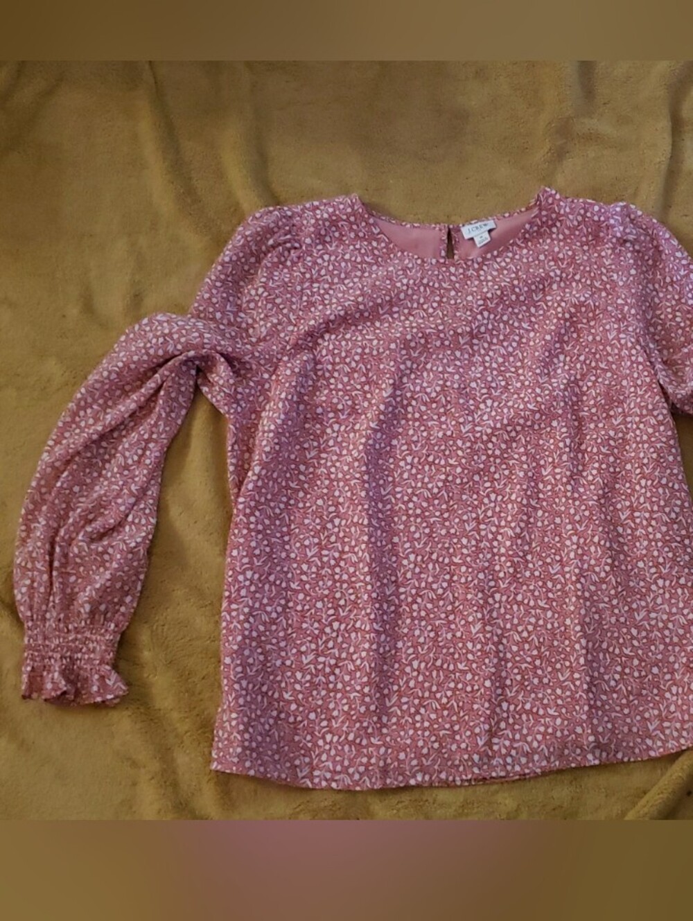 J Crew Women’s Pink Floral Lined Long-Sleeve Blouse